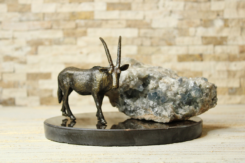 Bronze Deer Sculpture on a Stone Base